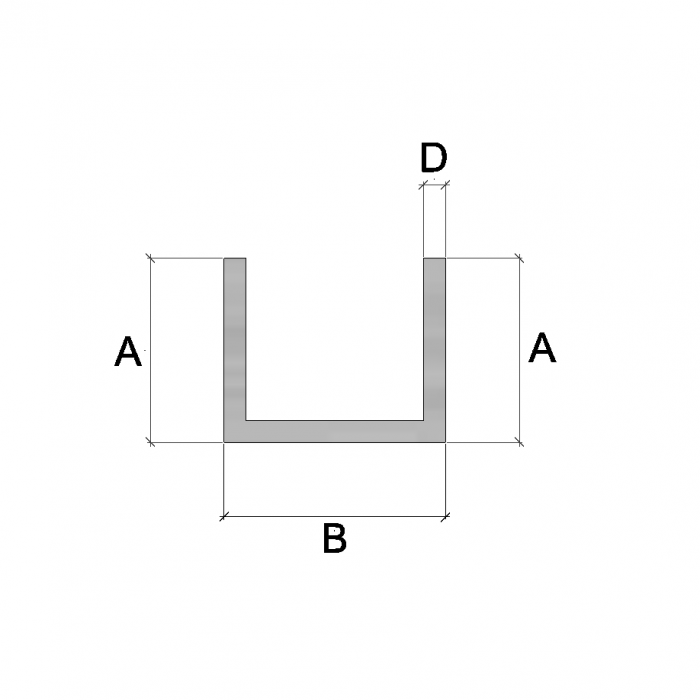 Aluminium U-profiel op maat | Gelijkzijdig | Koop